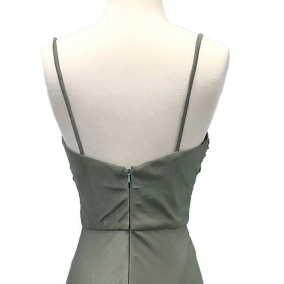 New Long Sheath Sleeveless Ruched Graduation Dress w/ Leg Slit & V-Neck DQ 4288 - Picture 5 of 9